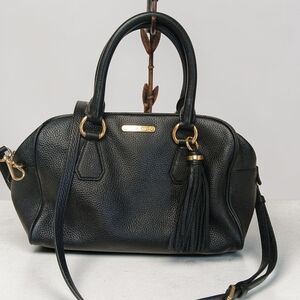 Michael Kors Black Leather Satchel with Tassel and Gold Hardware